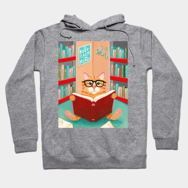 The Library Cat Hoodie by KilkennyCat Art